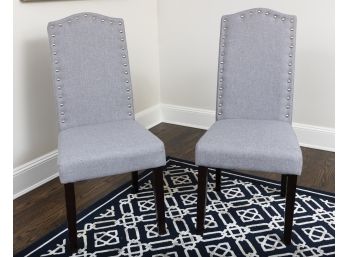Pair Of Light Gray Nailhead Chairs