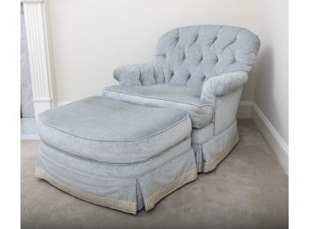 Light Blue Tufted Armchair With Ottoman (1 Of 2)