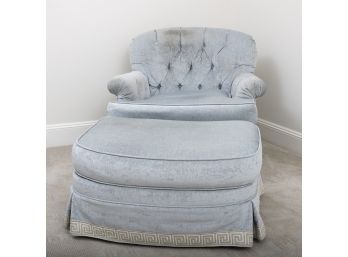 Light Blue Tufted Armchair With Ottoman (2 Of 2)