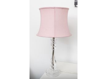 Glass Table Lamp With Pink Shade