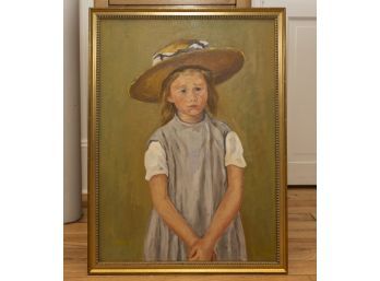 Child In A Straw Hat, Circa 1886 Framed Print