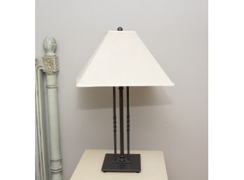 Scrolled Iron Table Lamp With Linen Shade