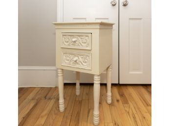 French Style White Painted Bedside Table