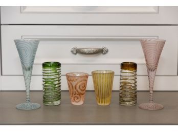 Multicolor Art Glass Barware