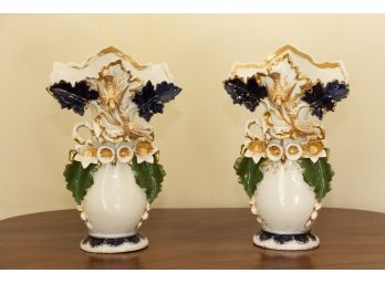 19th Century German Porcelain Vases- A Pair