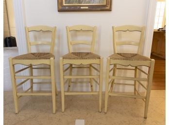 Country French  Rush Seat Stool- A Set Of 3