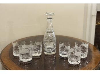Decanter And 6 Royal Brierley Rocks Glasses