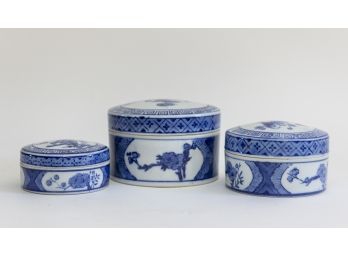 Blue And White Nesting Trinket Boxes