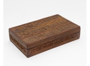 Low Carved Wooden Box