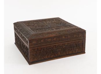 Carved Wooden Storage Box