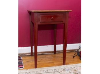 Wooden Side Table With Red Painted Base