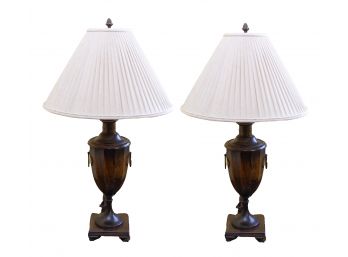 Dual Shoulder Wooden Table Lamps