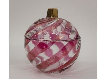 Cranberry Glass Covered Bowl