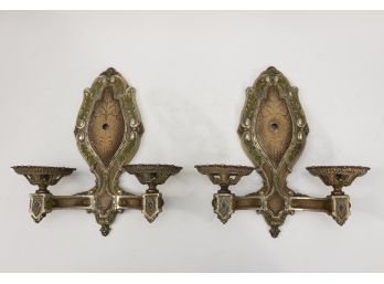 Art Deco Brass Double Wall Sconces