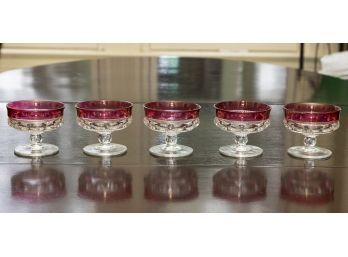 Set Of 5 Ruby Champagne Glasses