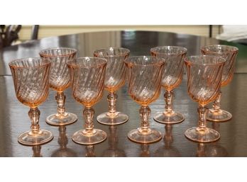 Set Of 8 Rosaline Pink Swirl Glasses