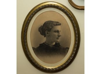 Woman Oval Charcoal Portrait