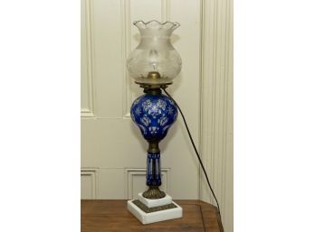 Blue Glass Lamp Marble Base