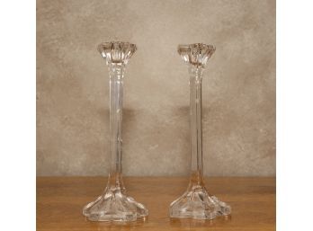 Pair Of Glass Candle Stick Holders