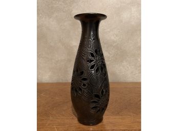 Black Openwork Oaxaca Barro Negro Decorative Ceramic Flower Vase