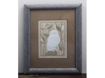 Vintage Owl Relief Art Signed & Framed