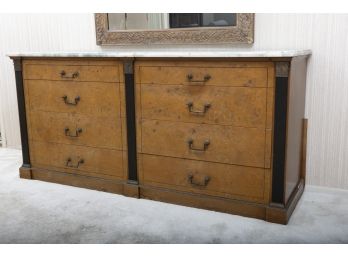 Vintage Burlwood Marble Top 8 Drawer Dresser
