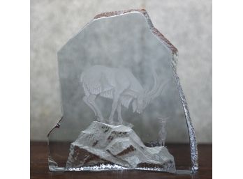 Etched Antelope Glass Relief Art
