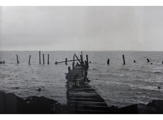 'The Lonely Dock' Wood Framed Black & White Photograph