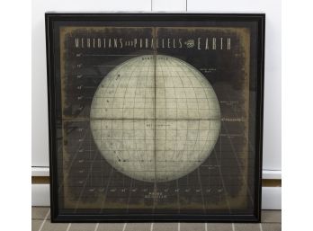 Map Of Meridians And Parallels Of The Earth Framed Wall Art By Restoration Hardware