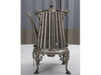Antique Silver Plated Tilting Kettle With Burner