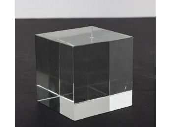 Mid Century Glass Cube Paperweight