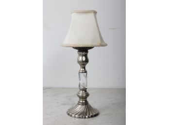 Silverplate Lamp With Fabric Shade