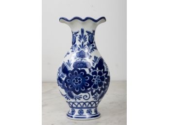 Vintage Blue Fine Porcelain Floral Vase