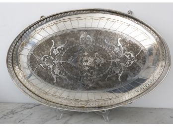 Silver Tone Oval Serving Tray