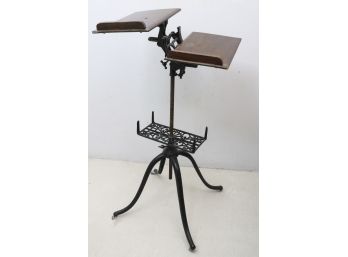 19C Victorian Cast Iron & Wood Dictionary Stand