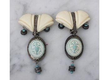 Vintage Clip On Pendant Earrings