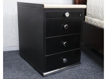 4 Drawer Bedside Table With Key Lock Black Lacquer.