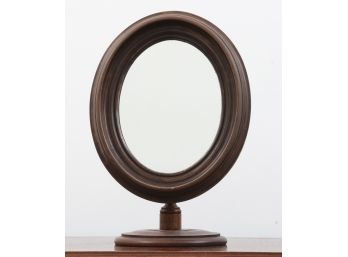 19th C. Walnut Oval Shaving Mirror