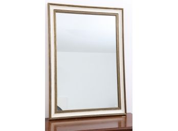 Large Wooden Framed Mirror With White Border