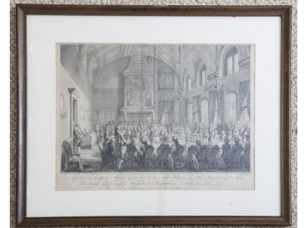 Framed Steel Engraving Of The Amsterdam City Council.