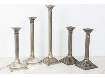 5  Silver Plate Godinger  Candle Holders.