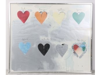 Framed JIM DINE '8 HEARTS / LOOK' Lithograph, 1970
