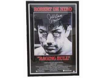 Framed Jake LaMotta Signed Movie Poster Raging Bull Inscription