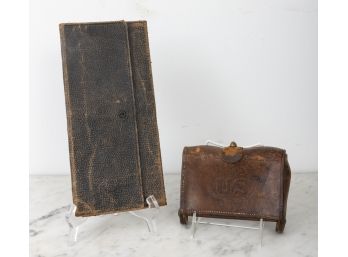 Antique Leather Document Carrier And WW 1 Era US Ammo Pouch