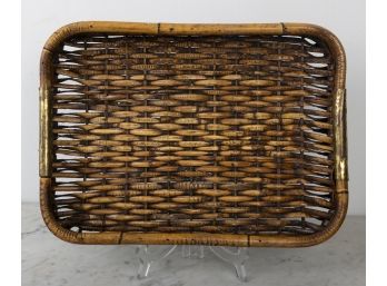 Vintage Rectangular Wicker Rattan Tray