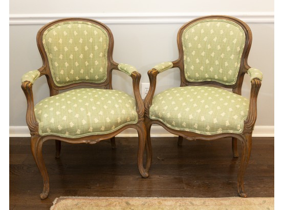 Pair Of Louis XV Style Fauteuil Arm Chairs