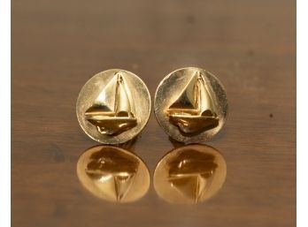 Pair Of 14K Gold Sailboat Cufflinks