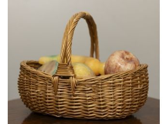 Wicker Fruit Basket With Polished Fruit Collection