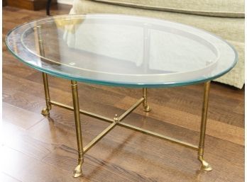 Oval Glass Table On Brass Base