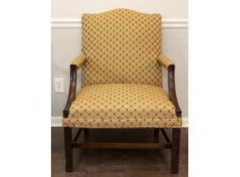 Custom Upholstered Chippendale Style Arm Chair